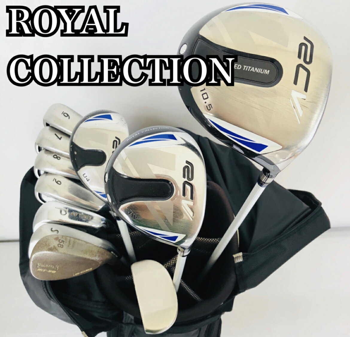 【中古】キャディバッグ付 ROYAL COLLECTION ロイヤルコレクション メンズ ゴルフ クラブ セット 初心者 入門 バッグ付き フルセット 右利き パター付 Y-87の商品画像
