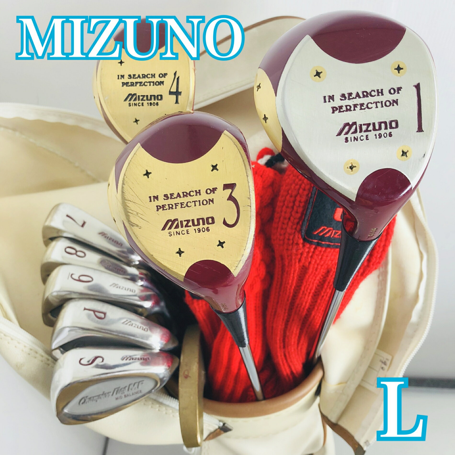 MIZUNO - 【中古】 レディース MIZUNO ミズノ Champion Flag チャンピオンフラッグ パーシモン ゴルフセット クラブセット ゴルフクラブ セット 初心者 入門 バッグ付き 右利き パター付 安価 Y-96