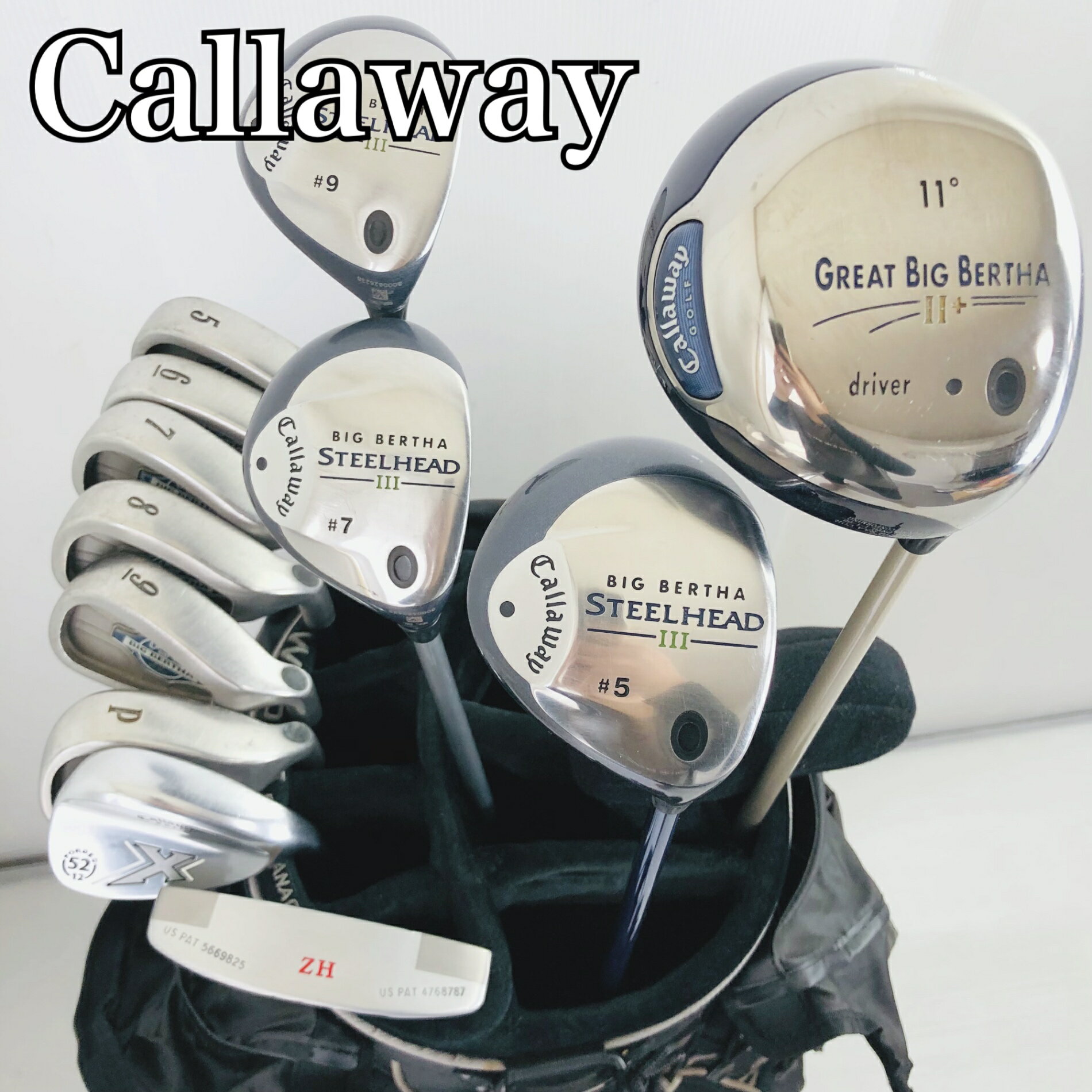 【中古】キャディバッグ付 Callaway キャロウェイ BIG BERTHA ビッグバーサ ゴルフクラブ フルセット ゴルフセット クラブセット メンズ 初心者 入門 右利き パター付 安価 83Y-79の商品画像