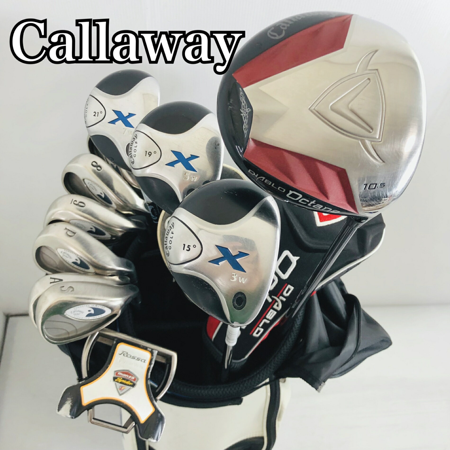 【中古】キャディバッグ付 Callaway キャロウェイ DIABLO Octane X ゴルフクラブ フルセット ゴルフセット クラブセット メンズ 初心者 入門 右利き パター付 安価 83Y-95の商品画像