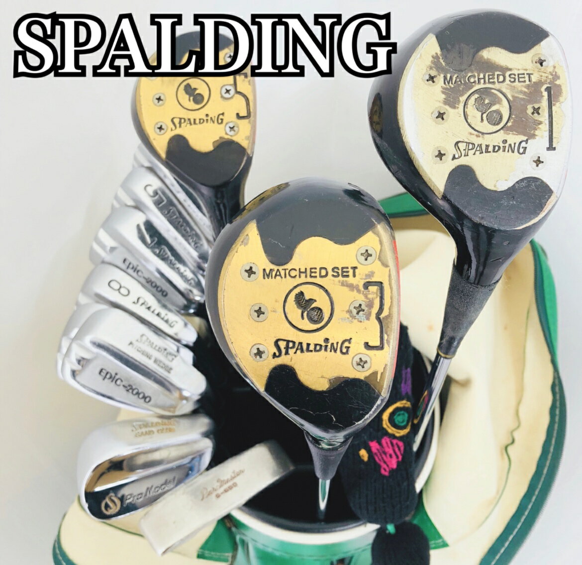 Full Club Set - 【中古】キャディバッグ付 SPALDING スポルディング メンズ ゴルフ クラブ セット 初心者 入門 バッグ付き 右利き パター付　11Y-90