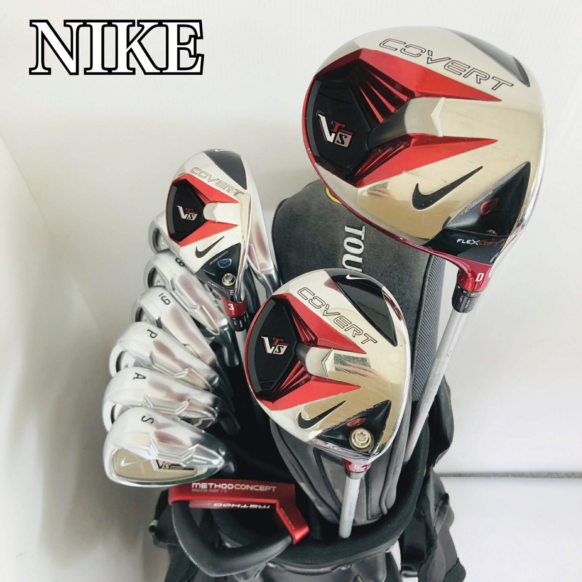 Full Club Set - 【保証付】【中古】キャディバッグ付 NIKE ナイキ VRS COVERT ヴィクトリーレッド コバート ゴルフクラブ フルセット ゴルフセット クラブセット メンズ 初心者 入門 右利き パター付 安価 85Y-1