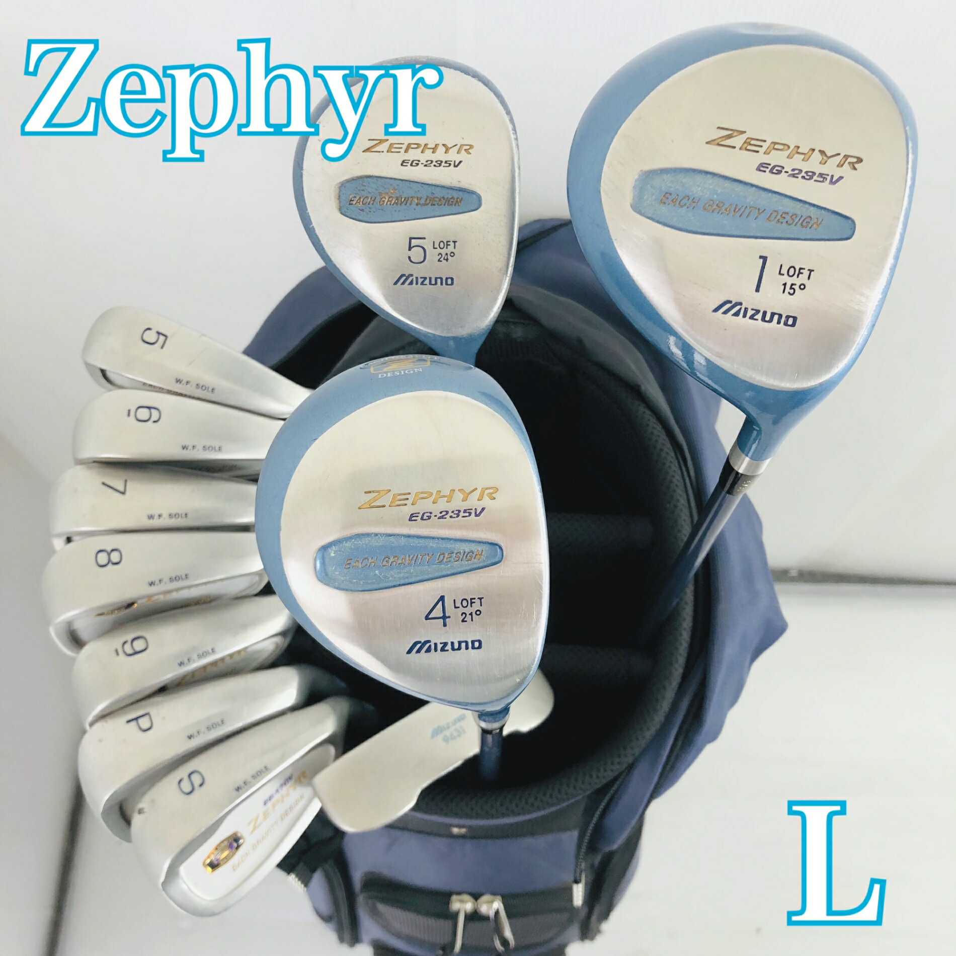 【保証付】【中古】 レディース MIZUNO ミズノ Zephyr ゼファー ゴルフクラブセット ゴルフセット クラブセット 初心者 入門 右利き パター付 安価 85Y-20