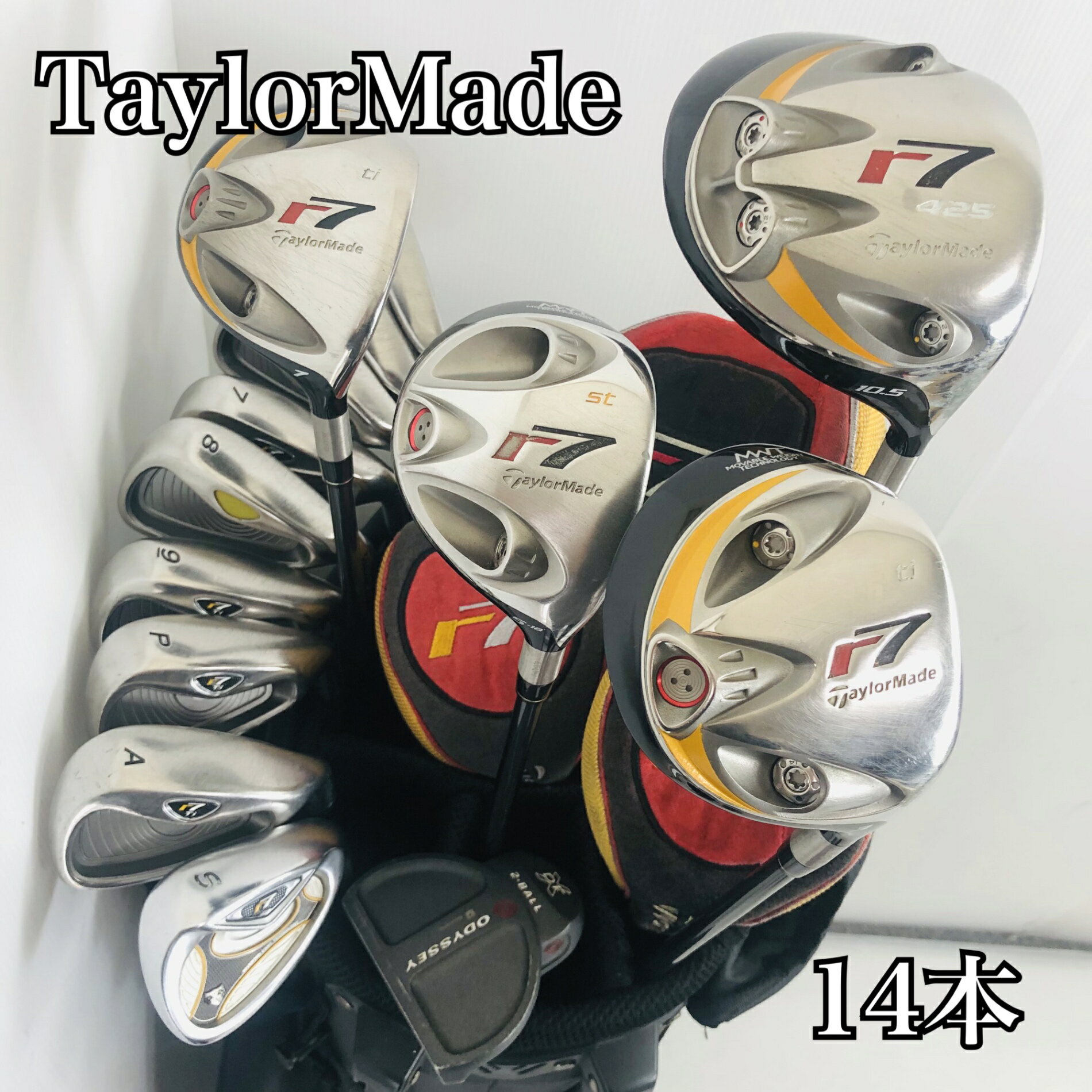 Full Club Set - 【保証付】【中古】キャディバッグ付 豪華 14本 TaylorMade テーラーメイド R7 ゴルフクラブ フルセット ゴルフセット クラブセット メンズ 初心者 入門 右利き パター付 安価　　85Y-46