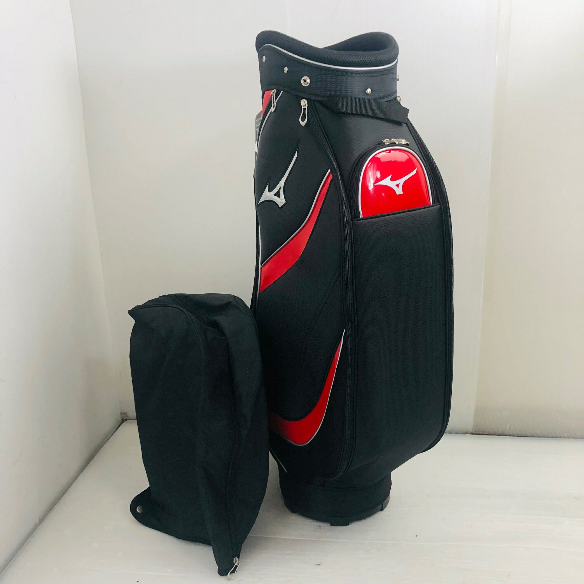 Rakuten - 【新中古】 未使用品 MIZUNO ミズノ ブラック×レッド 9.5型 約2.9kg 47インチ対応 合成繊維(ポリエステル) キャディバッグ ゴルフバッグ ゴルフ 初心者 入門