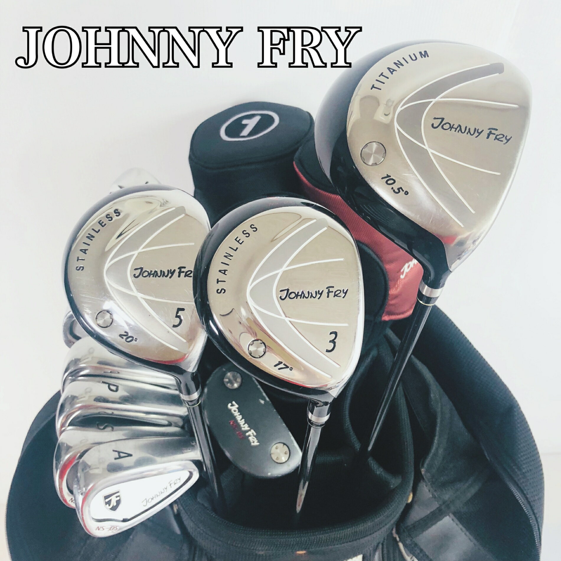 Rakuten - 【保証付】【中古】キャディバッグ付 JOHNNY FRY ジョニー・フライ ゴルフクラブ フルセット ゴルフセット クラブセット メンズ 初心者 入門 右利き パター付 安価 83Y-93