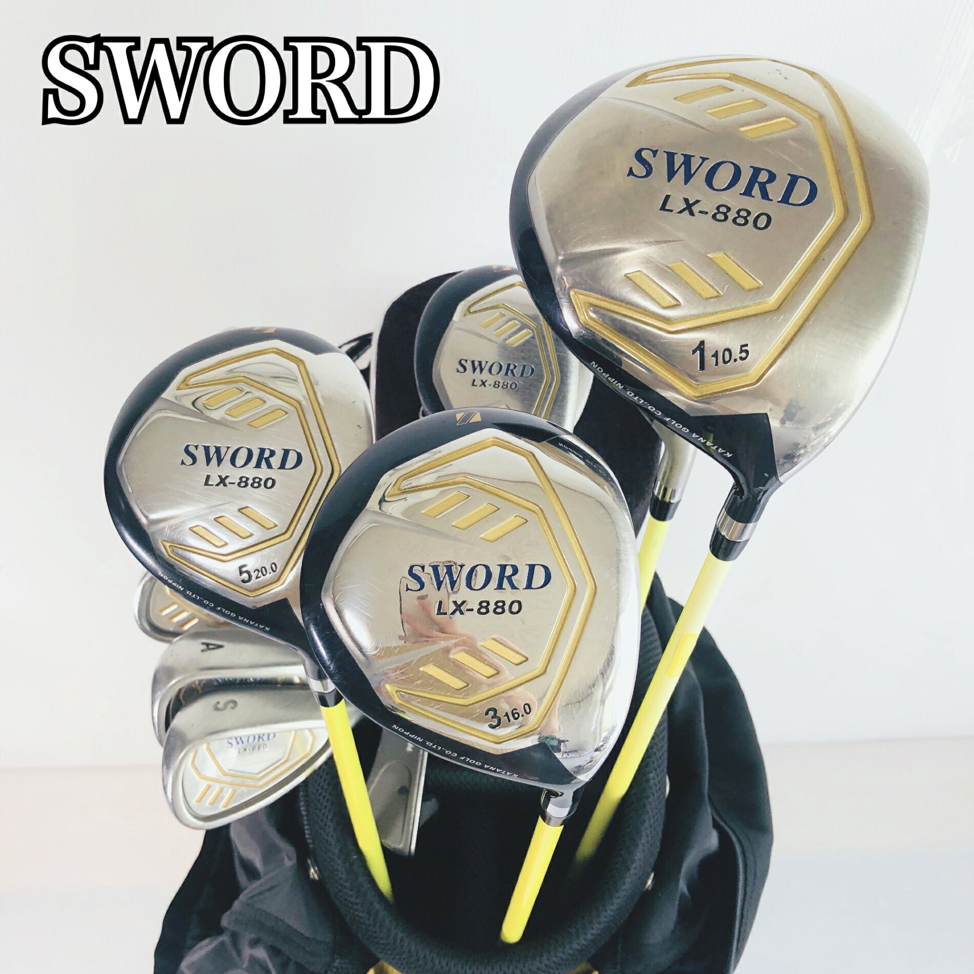 【保証付】【中古】キャディバッグ付 KATANA カタナ SWORD ソード LX 880 ゴルフクラブ フルセット ゴルフセット クラブセット メンズ 初心者 入門 右利き パター付 安価 83Y-102