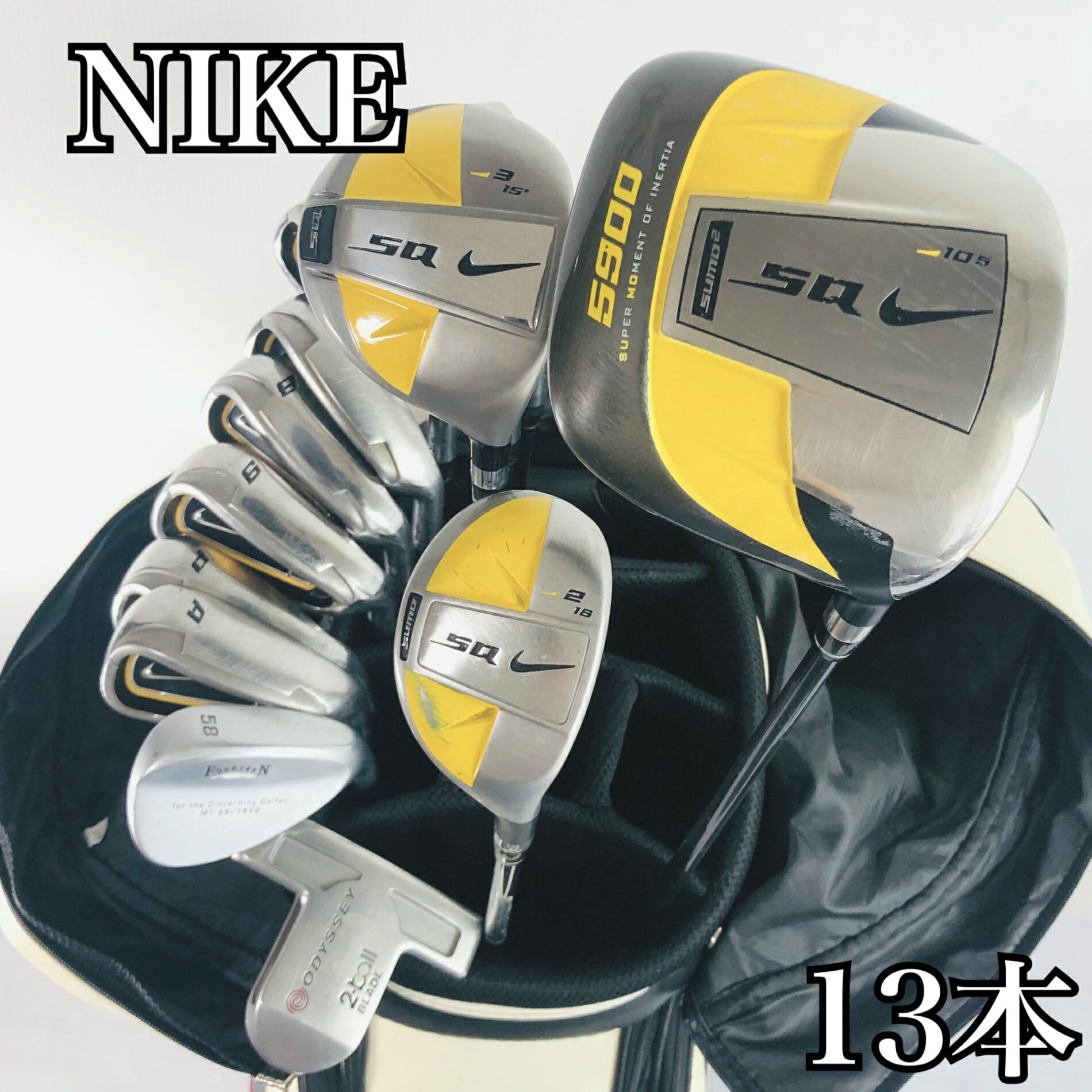 Rakuten - 【保証付】【中古】キャディバッグ付 豪華 13本 NIKE ナイキ SQ SUMO2 スーモ ゴルフクラブ フルセット ゴルフセット クラブセット メンズ 初心者 入門 右利き パター付 安価 85Y-55