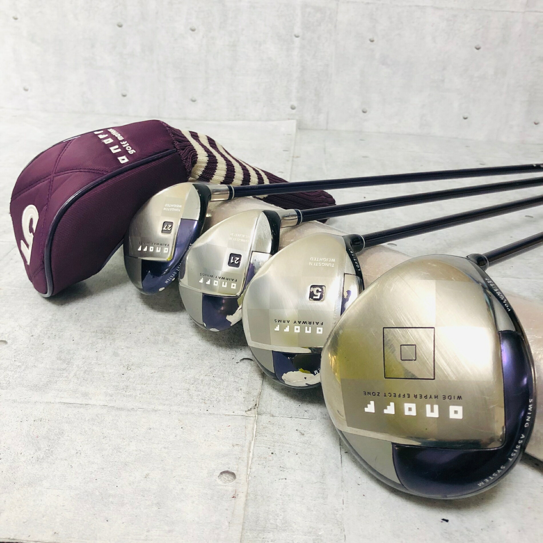 【保証付】【中古】 レディース ONOFF オノフ 2012 1W 5W 21°UT 27°UT 4本セット ゴルフ クラブ ウッ...
