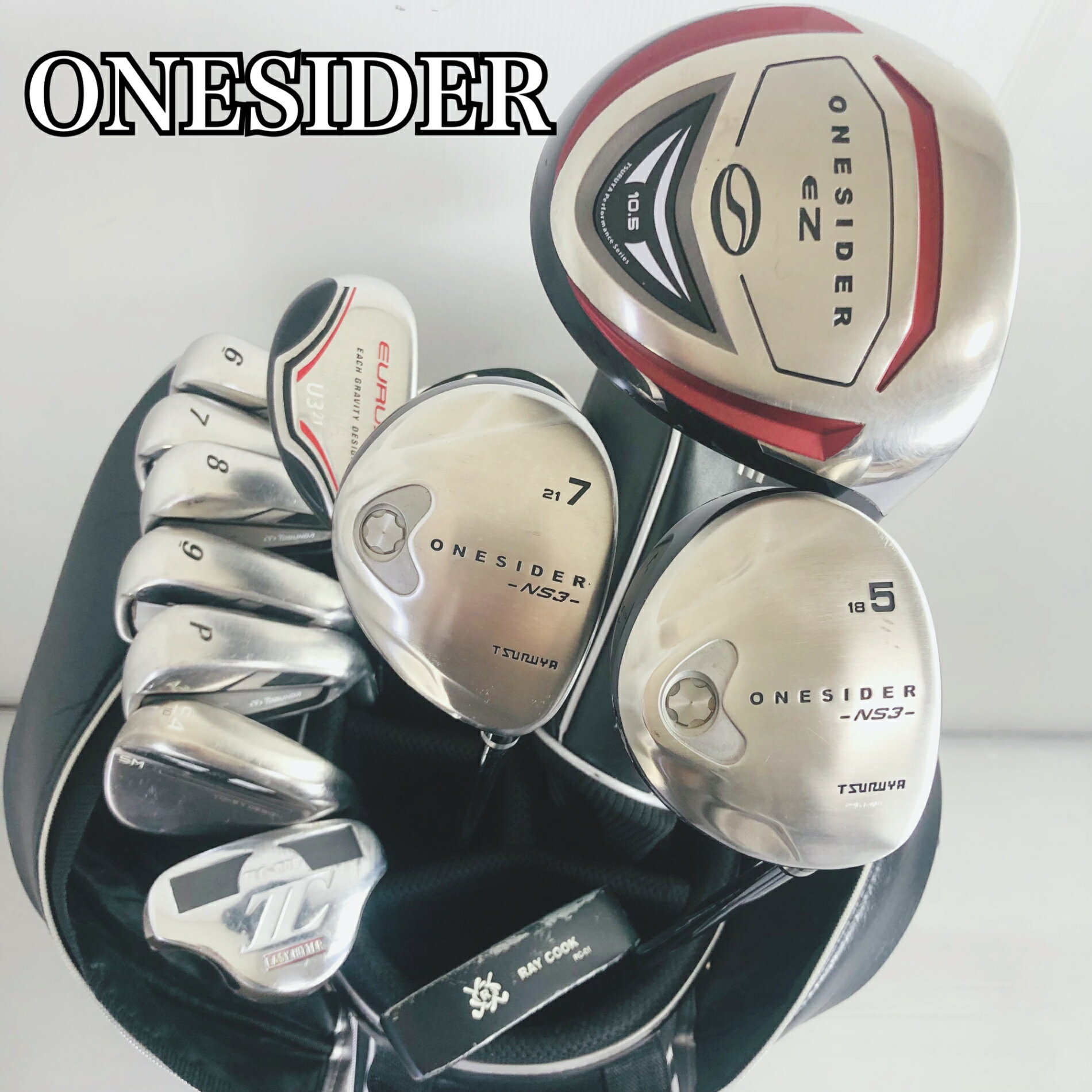 乐天商城 - 【保証付】【中古】キャディバッグ付 ONESIDER ワンサイダー TOBUNDA トブンダ ゴルフクラブ フルセット ゴルフセット クラブセット メンズ 初心者 入門 右利き パター付 安価 85Y-50