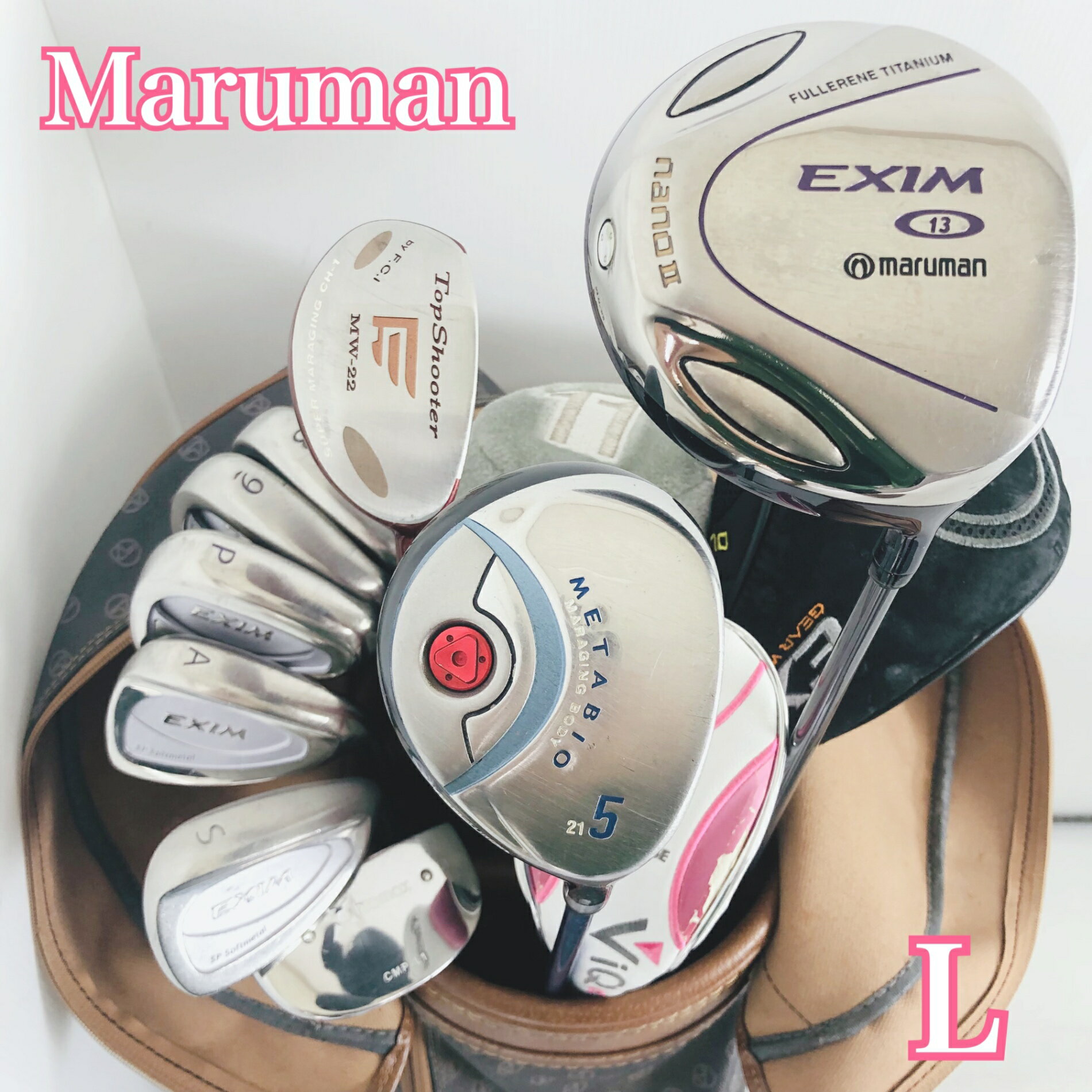 【保証付】【中古】 レディース Maruman マルマン EXIM エクシム ゴルフクラブセット ゴルフセット クラブセット 初心者 入門 右利き パター付 安価 85Y-66