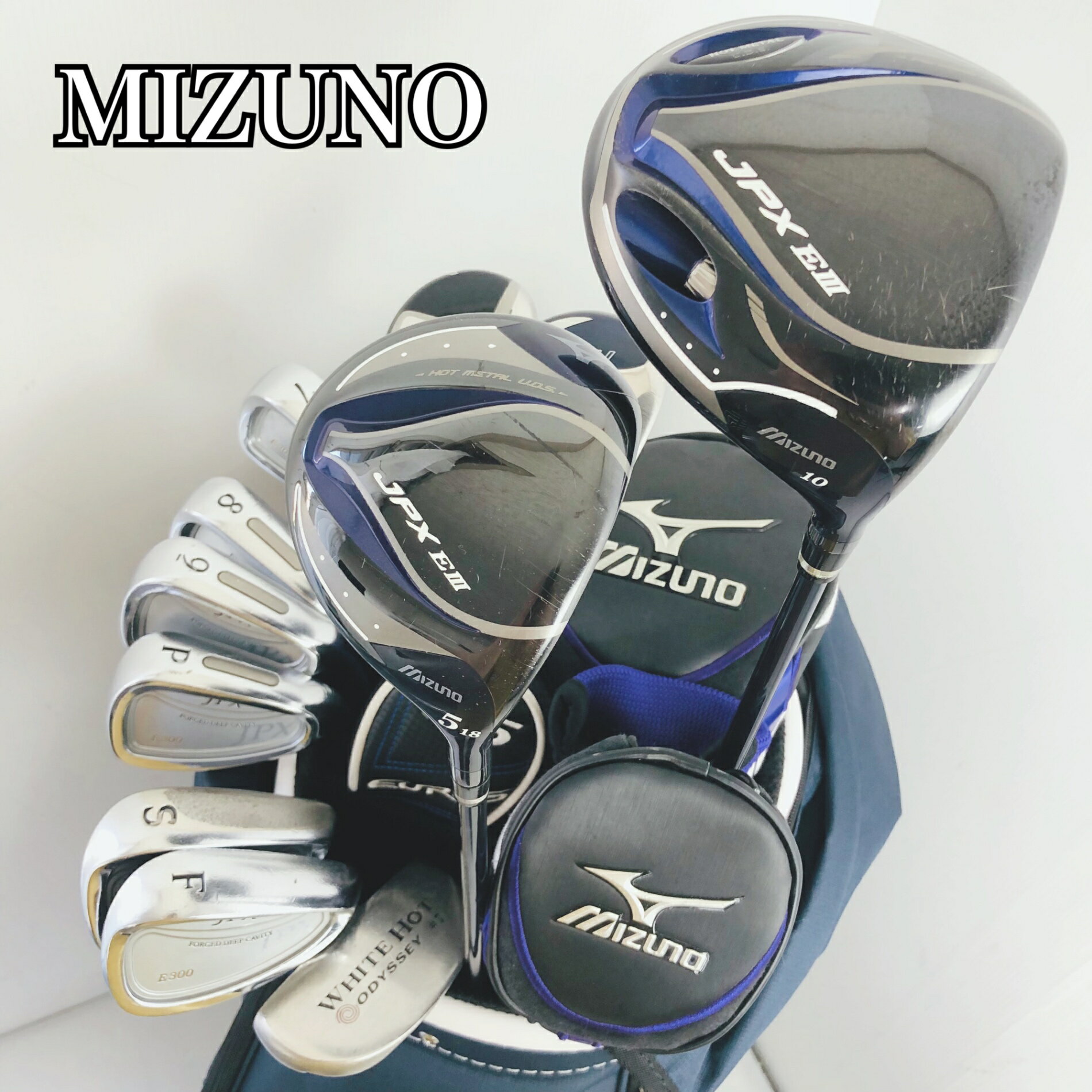 【保証付】【中古】キャディバッグ付 MIZUNO ミズノ JPX E-III EURUS ゴルフクラブ フルセット ゴルフセット クラブセット メンズ 初心者 入門 右利き パター付 安価 85Y-81
