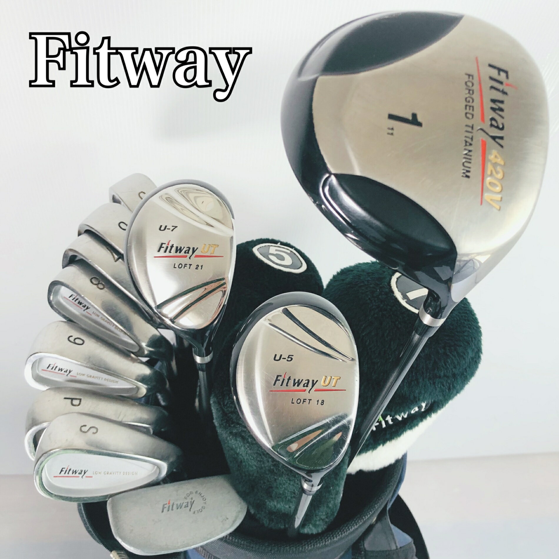 【中古】限定特価 激安 キャディバッグ付 Fitway フィットウェイ メンズ ゴルフセット クラブセット ゴルフクラブ セット 初心者 入門 フルセット 右利き パター付 安価 TK-24
