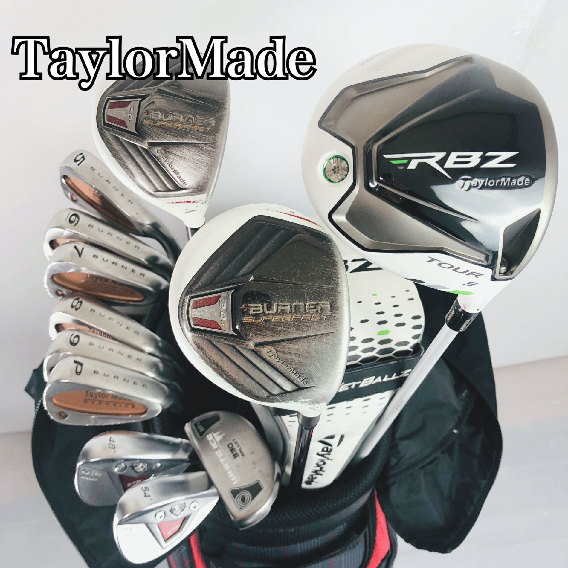 乐天商城 - 【保証付】【中古】キャディバッグ付 TaylorMade テーラーメイド RBZ BURNER ゴルフクラブ フルセット ゴルフセット クラブセット メンズ 初心者 入門 右利き パター付 安価 85Y-76