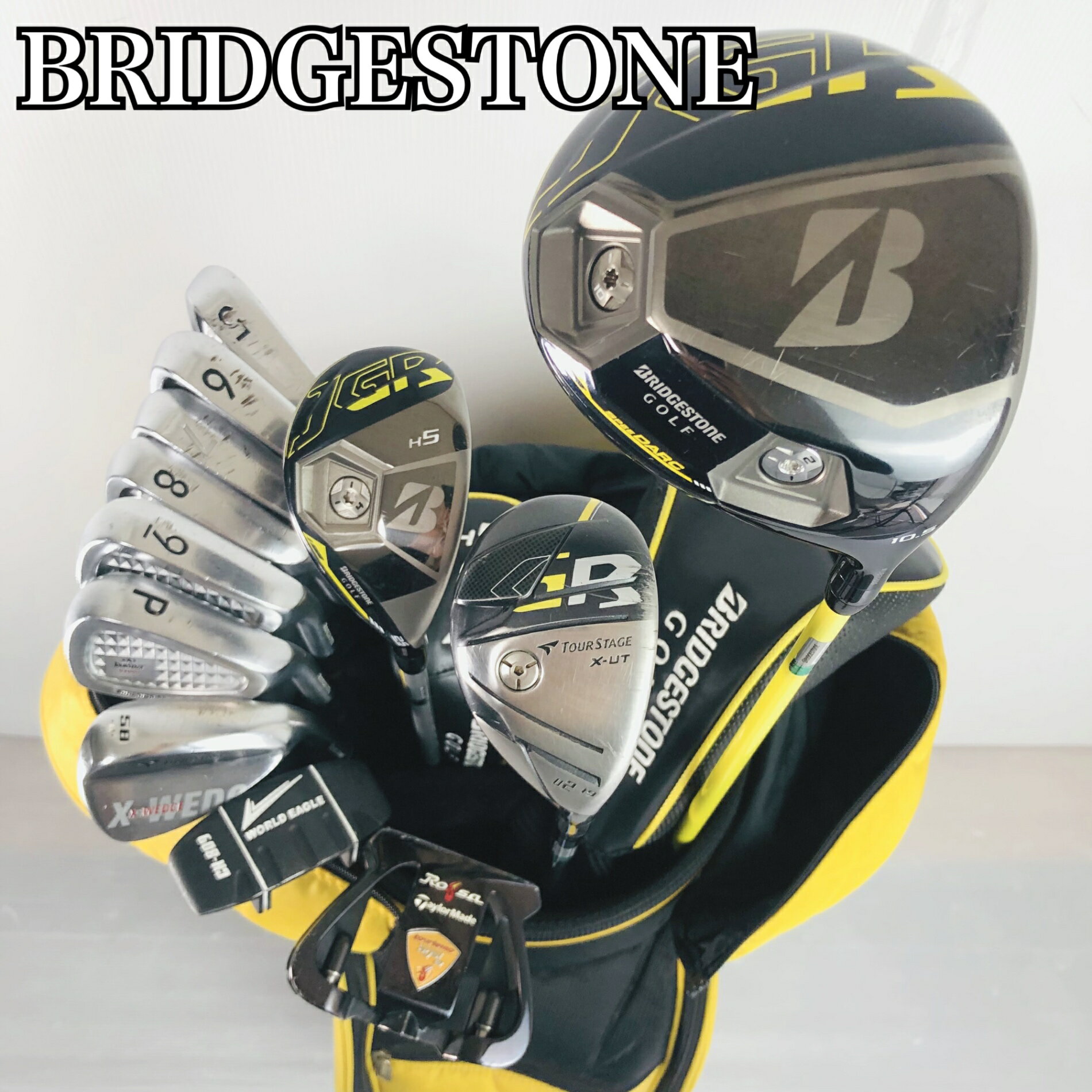 【保証付】【中古】キャディバッグ付 BRIDGESTONE ブリヂストン JGR TOUR STAGE ゴルフクラブ フルセット ゴルフセット クラブセット メンズ 初心者 入門 右利き パター付 安価 86Y-6