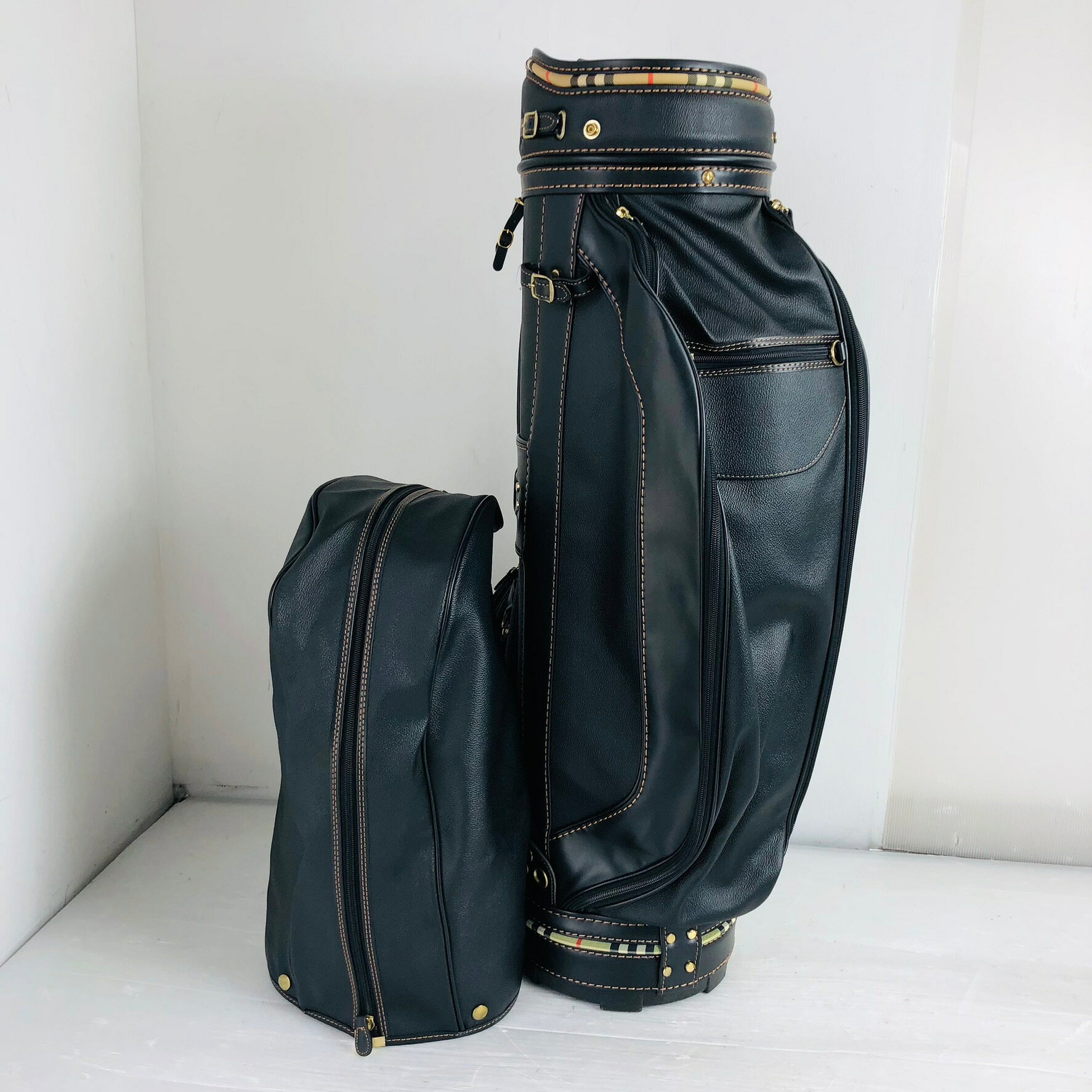 【中古】 Burberrys バーバリー 8型 カートタイプ ブラック キャディバッグ ゴルフ...