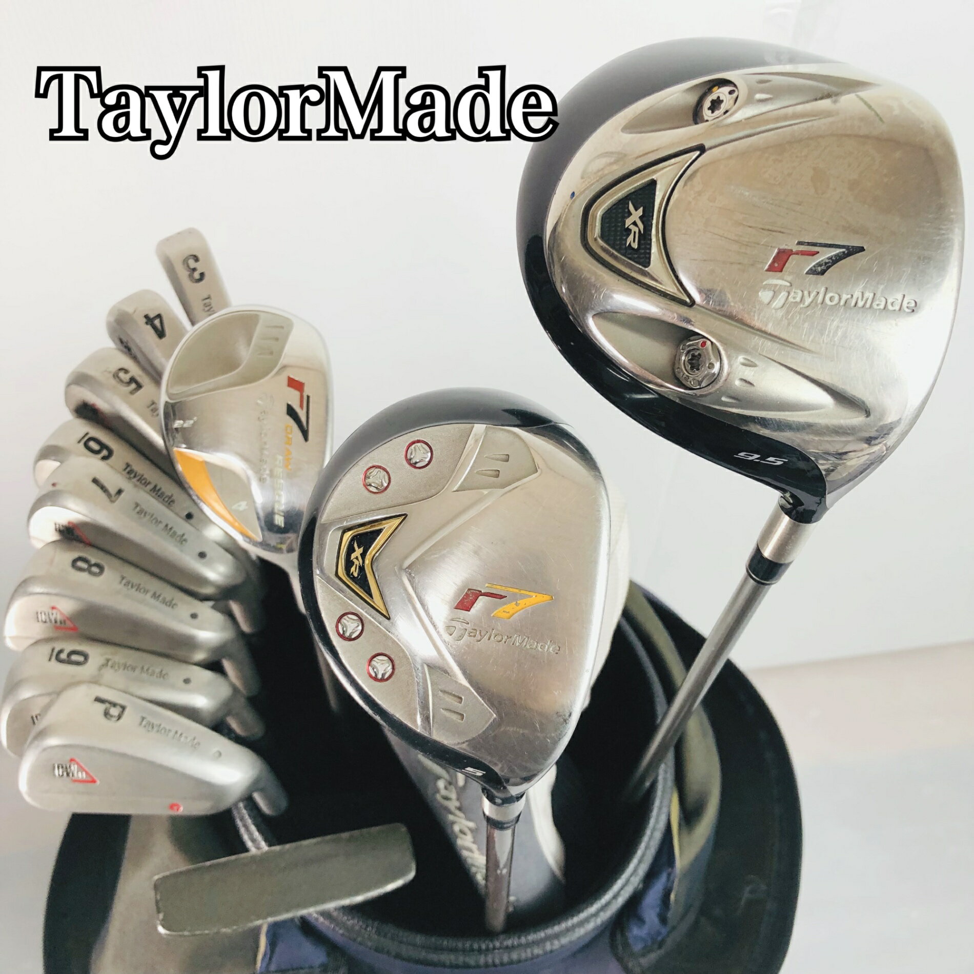 乐天商城 - 【保証付】【中古】キャディバッグ付 TaylorMade テーラーメイド r7 ゴルフクラブ フルセット ゴルフセット クラブセット メンズ 初心者 入門 右利き パター付 安価 86Y-39