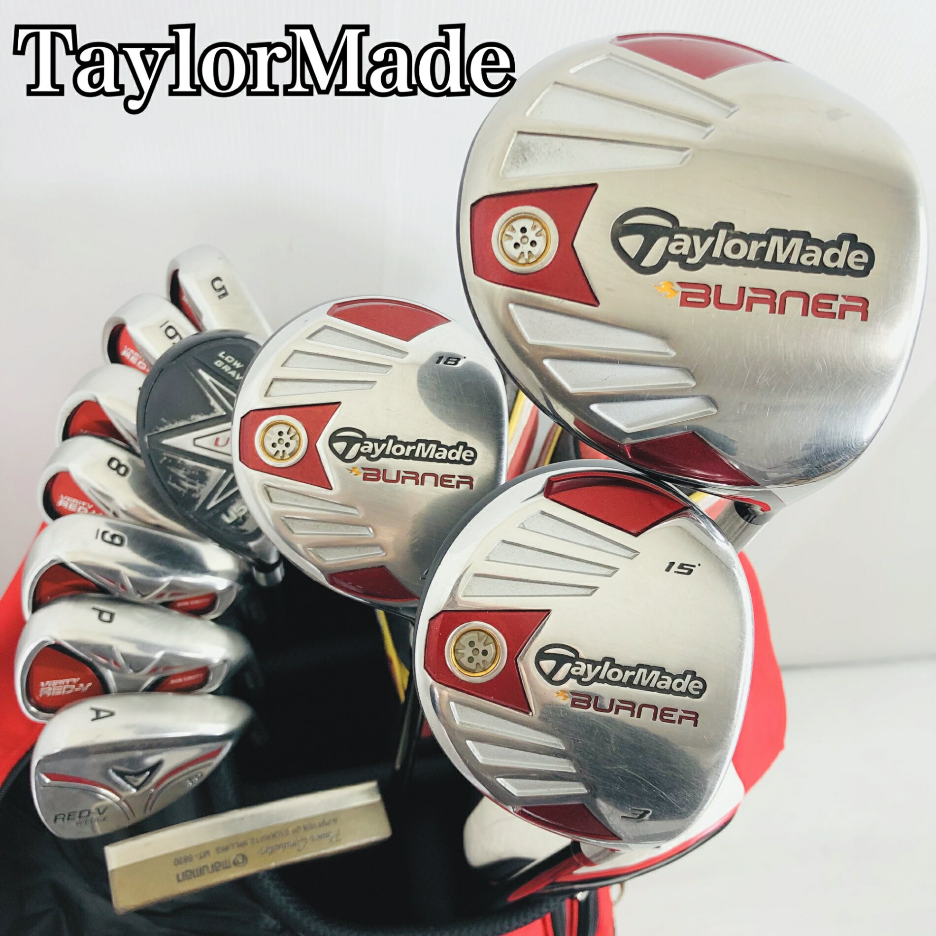 【保証付】【中古】キャディバッグ付 TaylorMade テーラーメイド BURNER バーナー ゴルフクラブ フルセット ゴルフセット クラブセット メンズ 初心者 入門 右利き パター付 安価 86Y-36の商品画像