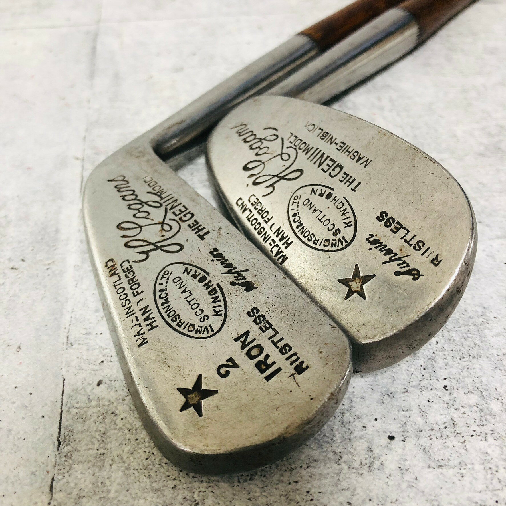 H. Logan THE GENII MODEL ジニー・モデル 2i 2番 MASHIE-NIBLICK 木製シャフト 2本 メンズ ゴルフ クラブ パター ビンテージ ヴィンテージ レトロ 単品 コレクション 名機