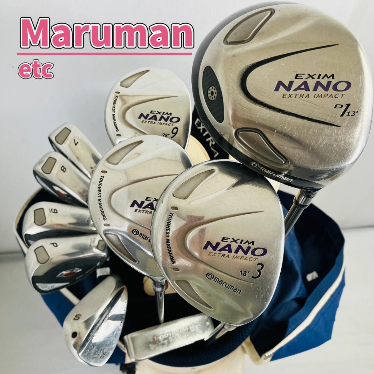 【保証付】【中古】 レディース Maruman マルマン EXIM NANO エクシム ナノ ゴルフクラブセット ゴルフセット クラブセット 初心者 入門 右利き パター付 安価 86Y-114