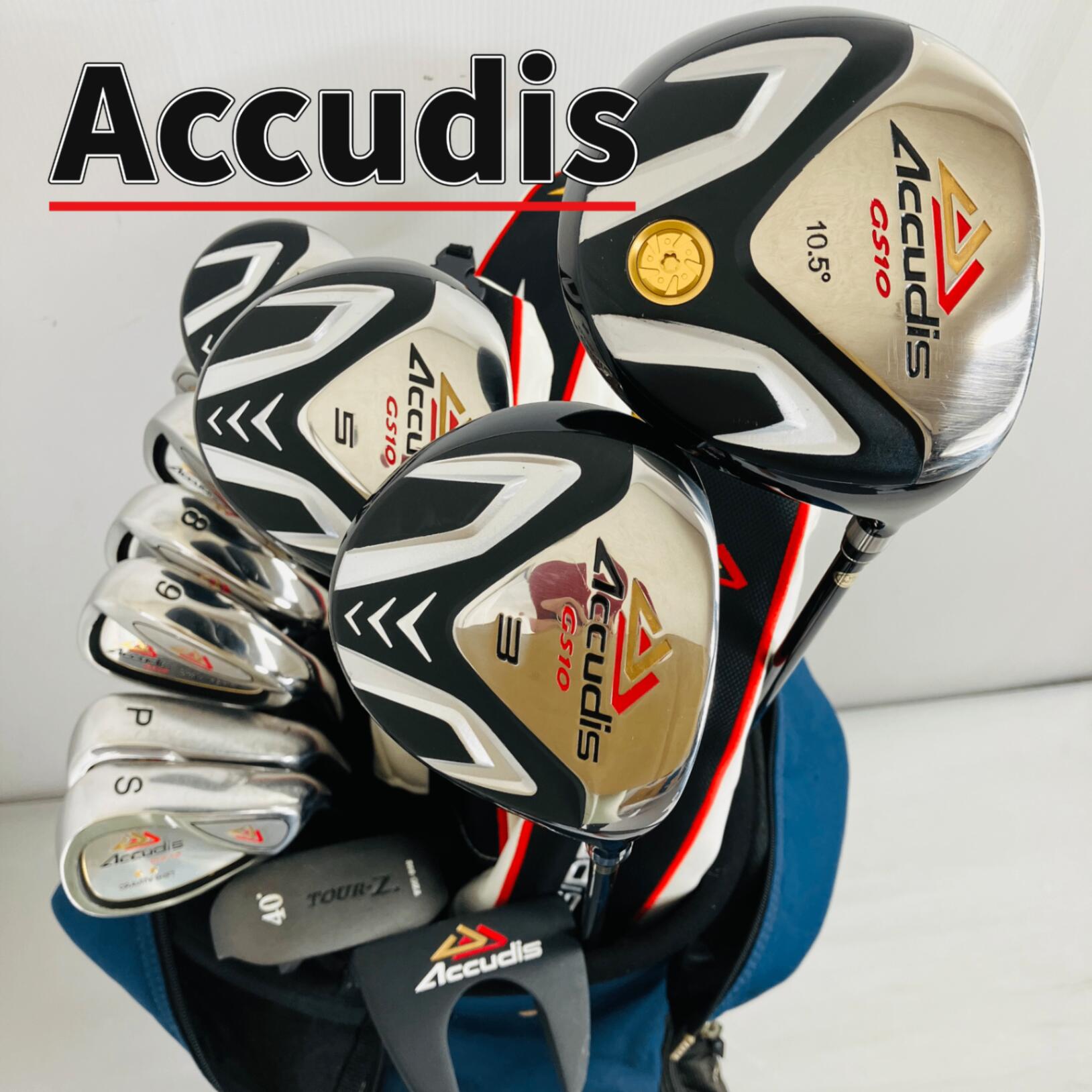 【保証付】【中古】キャディバッグ付 Accudis アキュディス GS10 ゴルフクラブ フルセット ゴルフセット クラブセット メンズ 初心者 入門 右利き パター付 安価 86Y-111