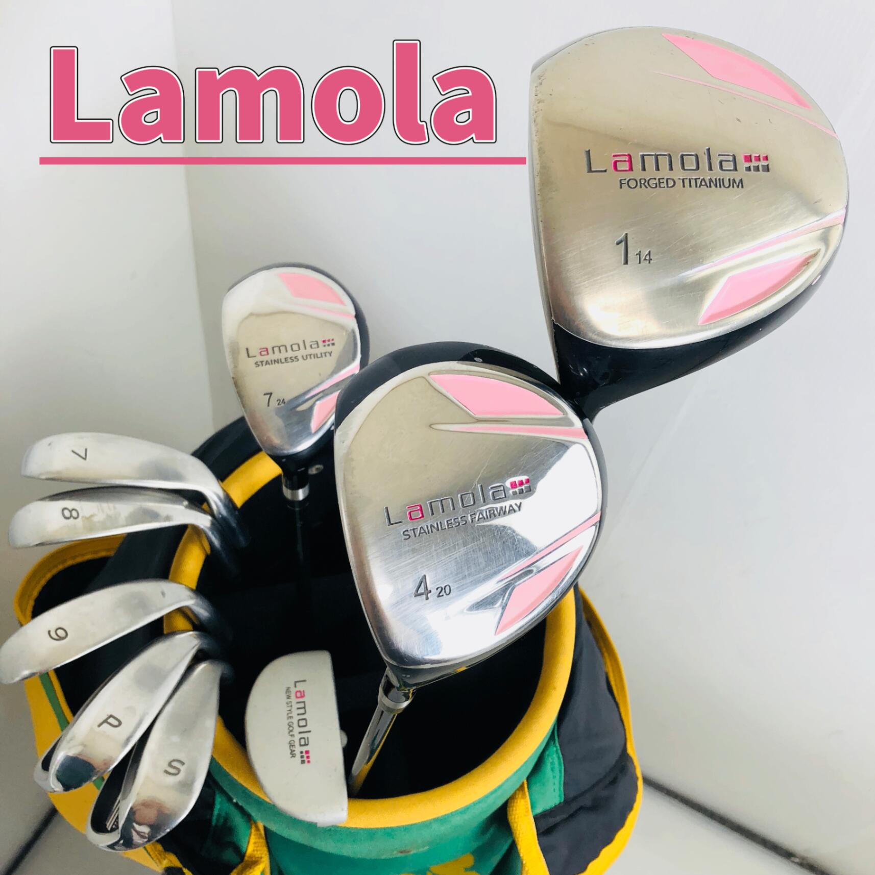 【保証付】【中古】 レディース レフティ 左利き Lamola ラモーラ ゴルフクラブセット ゴルフセット クラブセット 初心者 入門 パター付 安価 86Y-3