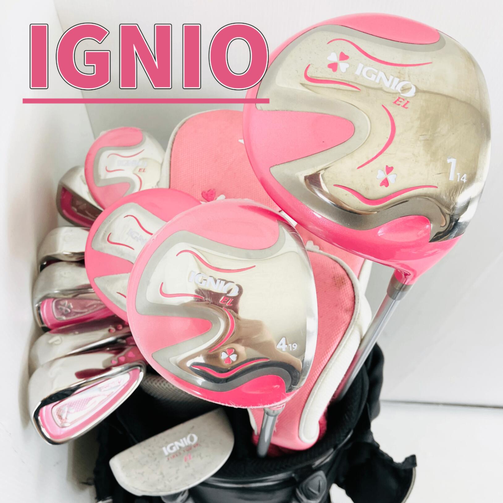 【保証付】【中古】 レディース IGNIO イグニオ ゴルフクラブセット ゴルフセット クラブセット 初心者 入門 右利き パター付 安価 EC-110