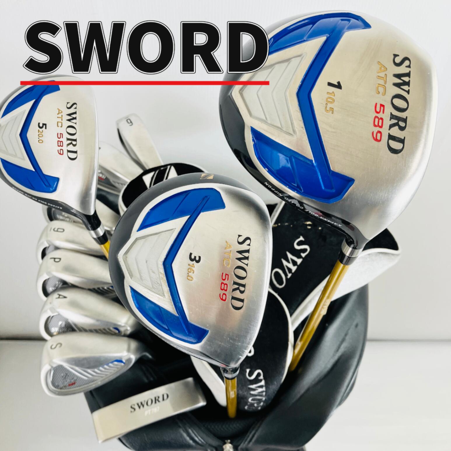 【保証付】【中古】キャディバッグ付 KATANA カタナ SWORD ソード ゴルフクラブ フルセット ゴルフセット クラブセット メンズ 初心者 入門 右利き パター付 安価 EC-109