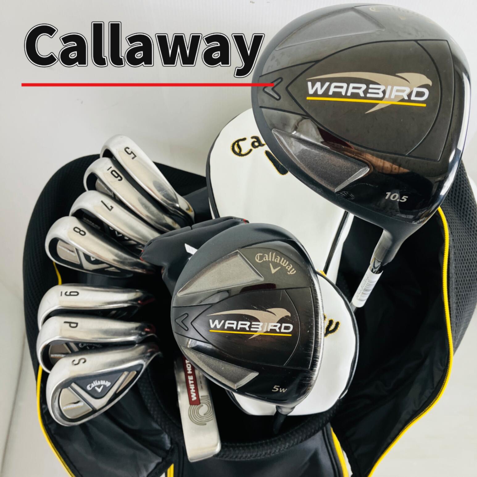 【保証付】【中古】キャディバッグ付 Callaway キャロウェイ WARBIRD ウォーバード ゴルフクラブ フルセット ゴルフセット クラブセット メンズ 初心者 入門 右利き パター付 安価 88Y-1