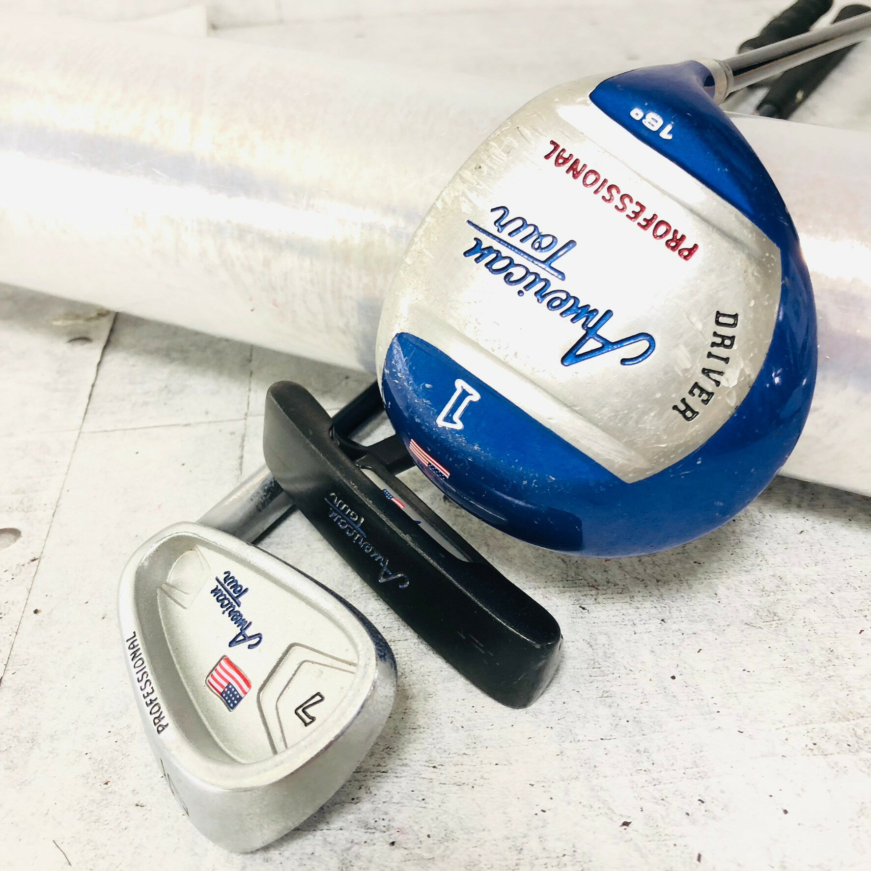 【保証付】【中古】ジュニア American Tour アメリカンツアー PROFESSIONAL プロフェッショナル シリーズ 3本セット ゴルフ クラブ セット 子供 初心者 入門 右利き パター付 クラブのみセット