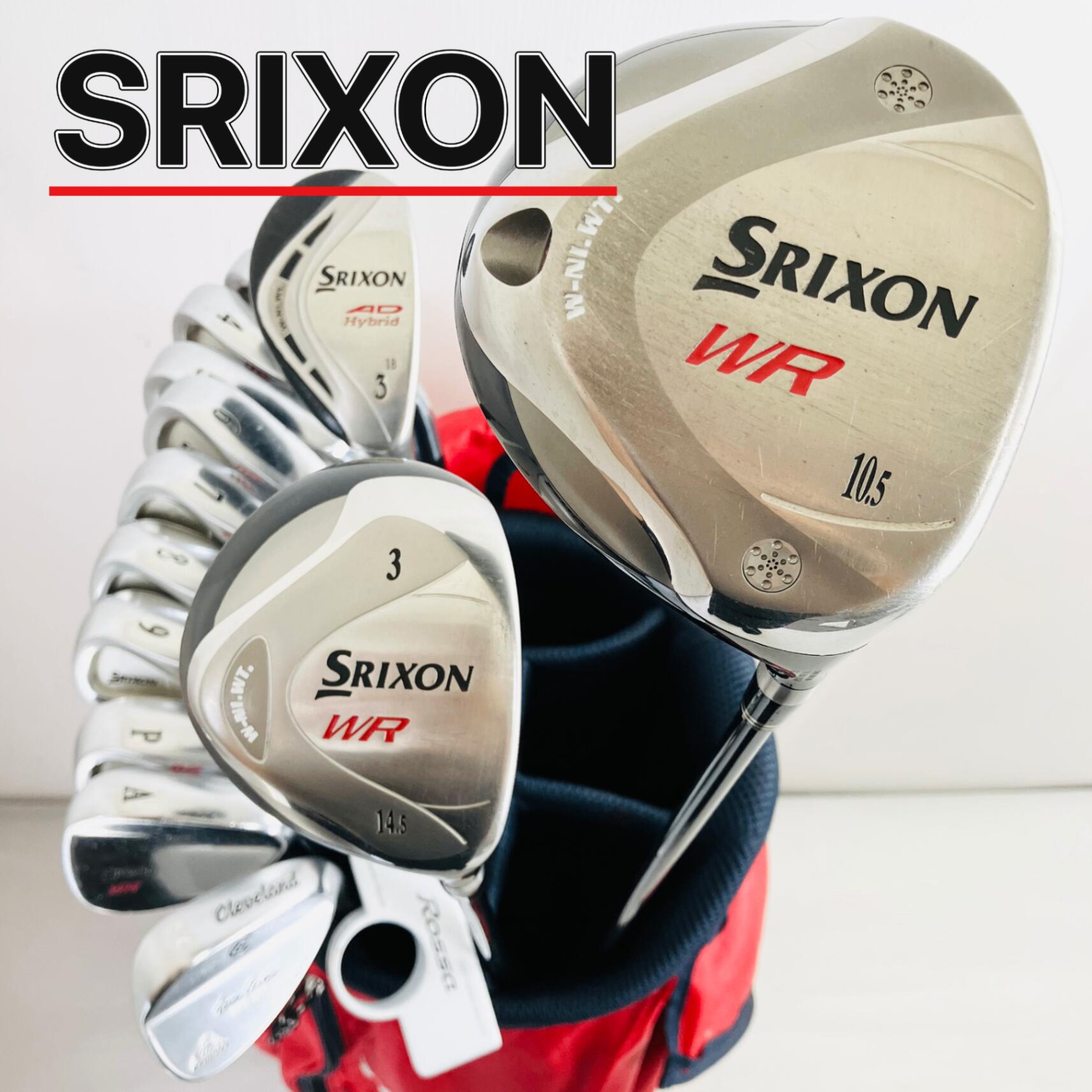 【保証付】【中古】キャディバッグ付 豪華 14本 DUNLOP ダンロップ SRIXON スリクソン ゴルフクラブ フルセット ゴルフセット クラブセット メンズ 初心者 入門 右利き パター付 安価　88Y-24