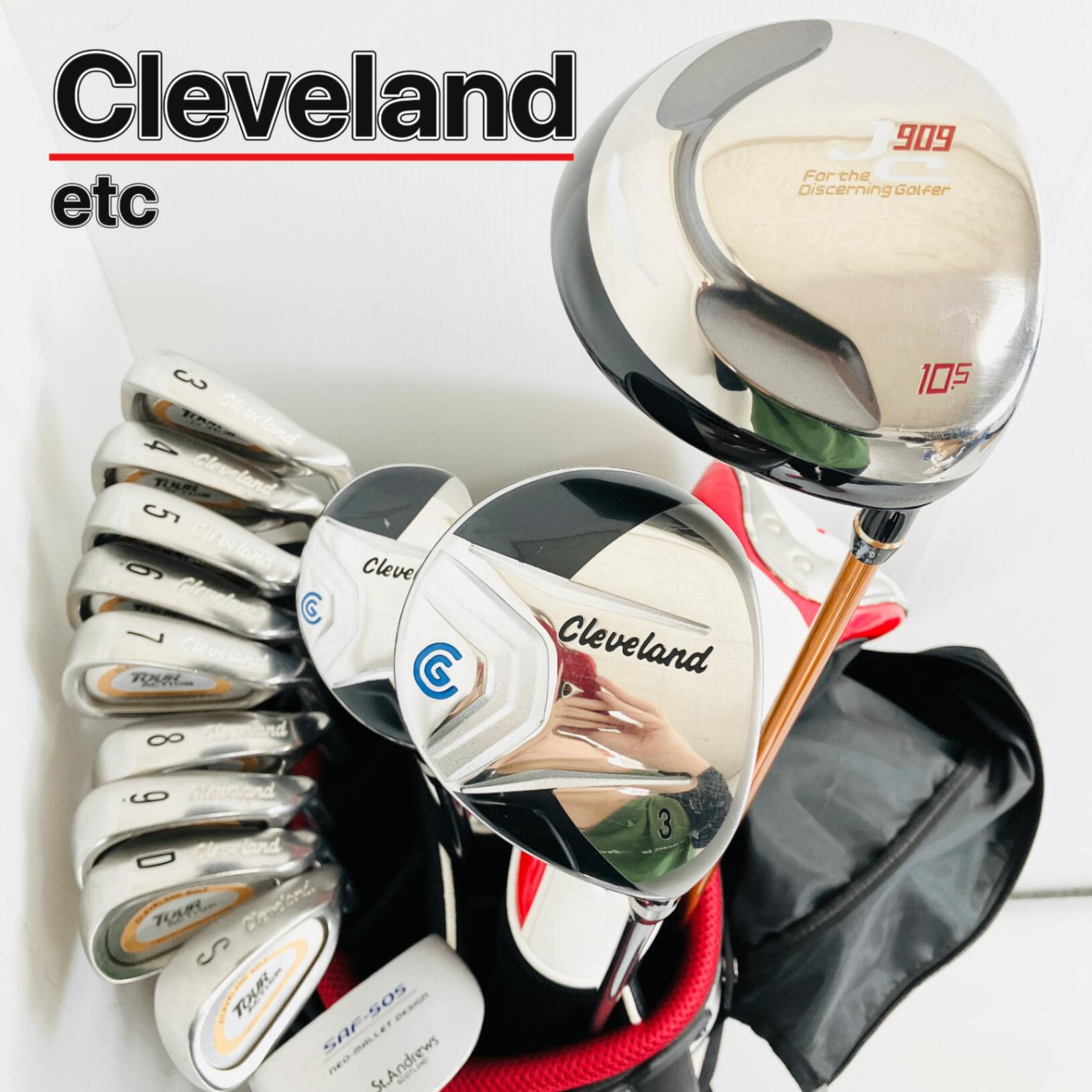【保証付】【中古】キャディバッグ付 豪華 13本 Cleveland クリーブランド FOURTEEN ゴルフクラブ フルセット ゴルフセット クラブセット メンズ 初心者 入門 右利き パター付 安価　88Y-23