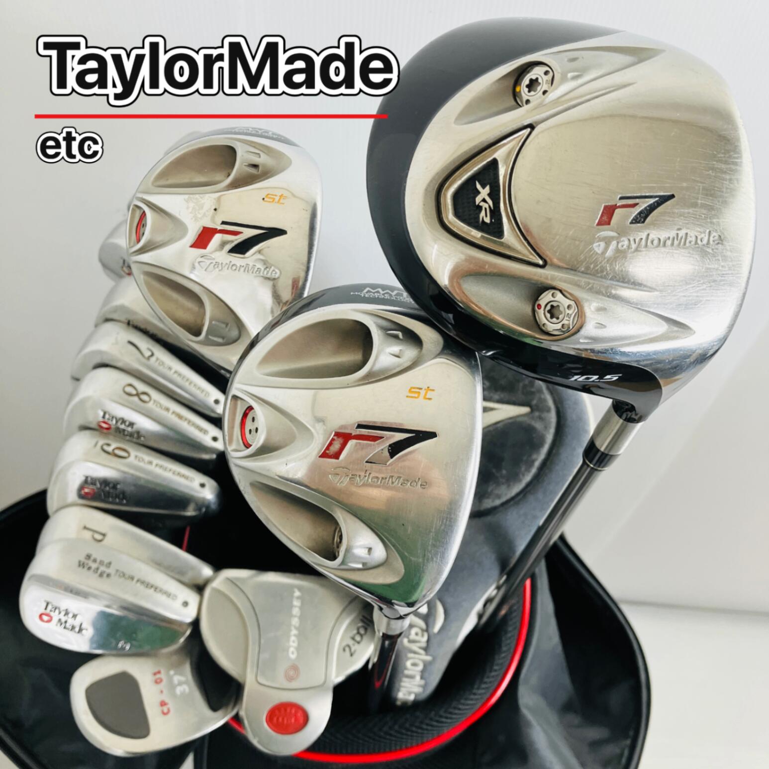 【保証付】【中古】キャディバッグ付 豪華 14本 TaylorMade テーラーメイド r7 ゴルフクラブ フルセット ゴルフセット クラブセット メンズ 初心者 入門 右利き パター付 安価　88Y-28