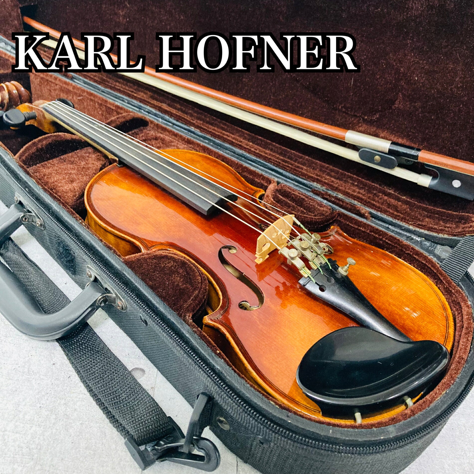 【メーカー】 KARL HOFNER カールヘフナー 【カテゴリー】 バイオリン violin 【型番】 KH62 【サイズ】 1/4 【弓】 SUGITO 【ケース】 セミハード 【状態】 本体ランク：C 魂柱：立ってます。 弦：多少の劣化あり。 弓：使用感あり。消耗品の為、多少の劣化はございます。気になるようでしたら毛替えしてください。 ケース:ランクC 多少の傷汚れあり。 ※中古品につき、傷・打痕等、写真に 写りにくい部分や記載以外の傷がある場合がございます。予めご了承くださいませ。 ※弓や弦、タンポなどの消耗品は交換しておりません。保証対象外となります。 ※あくまでUsed品になりますので細かな傷、汚れはございます。画像にてご確認ください。 ※画像にある物が全てです。 S：新品・未使用品 A：非常に状態の良い・美品 B：使用感はあるが目立った傷や汚れのない・良品 C：目につくような傷や汚れがある・一般的な中古品 D：使用するのに問題はないが記載すべき傷、汚れや凹みなどがある ★確認必須事項★ ※商品状態の感じ方には個人差がありますので、“中古品”という事をご理解いただき、神経質な方のご購入はご遠慮ください。 ※沖縄への発送は全て船便となりますので到着まで時間がかかります。 その他、離島など中継料金のかかる地域への発送は追加送料が必要です。 場合によっては発送できない場合もございます。 ※基本発送日は月、水、金曜日になります。 祝日等でイレギュラーが発生することもございます。 GG-5-05203