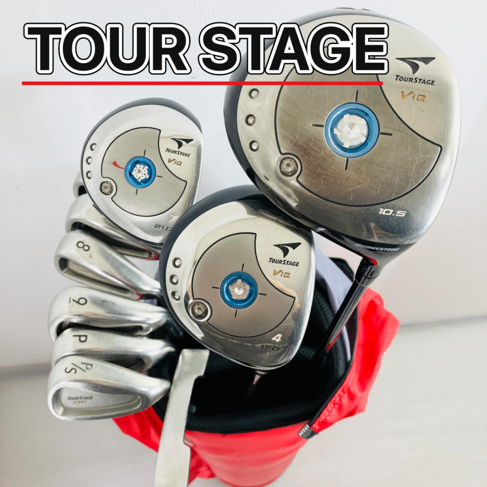 【保証付】【中古】キャディバッグ付 BRIDGESTONE ブリヂストン TOUR STAGE ViQ ツアーステージ ゴルフクラブ フルセット ゴルフセット クラブセット メンズ 初心者 入門 右利き パター付 安価 88Y-64