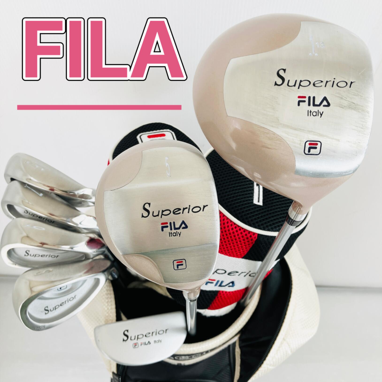 【保証付】【中古】 レディース FILA フィラ Superior スーペリア ゴルフクラブセット ゴルフセット クラブセット 初心者 入門 右利き パター付 安価 EC-153