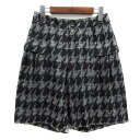 【中古】ヒロココシノ HIROKO KOSHINO ビッグ千鳥格子 ハーフ ワイド パンツ ウール グレー 38 レディース 【ベクトル 古着】 221116