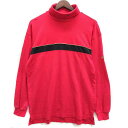 【中古】ブリヂストン ブリジストン BRIDGESTONE ツアーステージ TOURSTAGE ハイネック Tシャツ ライン 袖ロゴ 長袖 レッド 赤 M ゴルフ メンズ 【ベクトル 古着】 230606