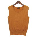 【中古】グリーンレーベルリラクシング ユナイテッドアローズ green label relaxing FFC リブ ノースリーブ プルオーバー サマーニット スクエアネック キャメル 3618-105-0381 レディース 【ベクトル 古着】 230818