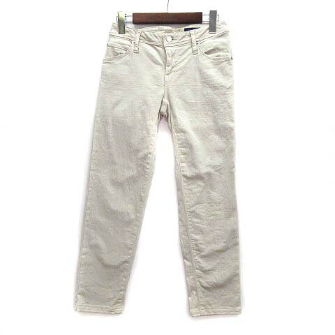 【中古】パシオーネ PASSIONE ISKO ストレッチ スキニー クロップド パンツ 製品洗い加工 ライトベージュ 34 日本製 レディース 【ベクトル 古着】 230823