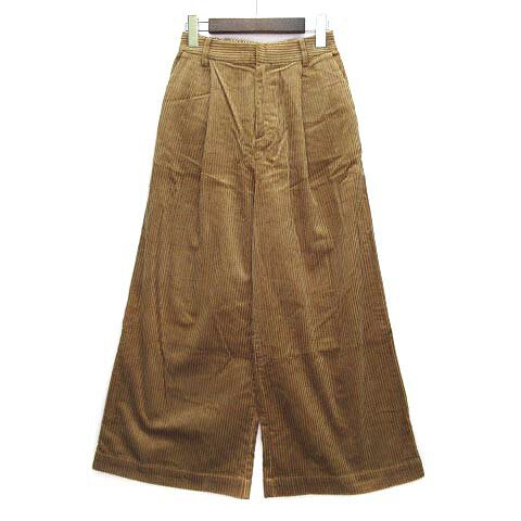 【中古】アーバンリサーチ サニーレーベル Sonny Label 太畦 コーデュロイ ワイド パンツ ウエストゴム キャメルベージュ 36 レディース 【ベクトル 古着】 230920