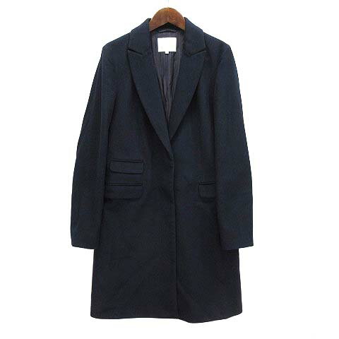 【中古】B&Y BEAUTY&YOUTH ビューティー&ユース ウール ビーバー チェスターコート ピークドラペル 裏ストライプ ネイビー 紺 S レディース 【ベクトル 古着】 231004