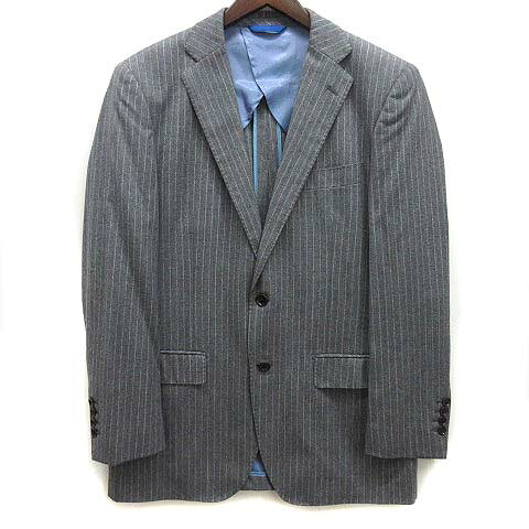 【中古】マリオヴァレンチノ MARIO VALENTINO 3D ストレッチ スーツ 上下 セット ストライプ 2B ジャケット パンツ グレー 94A6 メンズ 【ベクトル 古着】 231029
