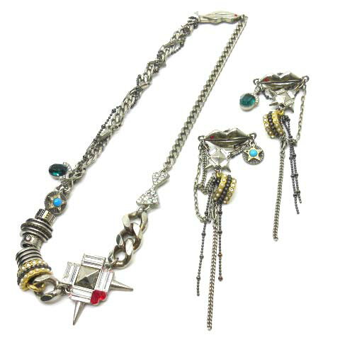 【中古】ジュジュ joujou 2点セット リップ チェーン ネックレス ピアス レディース 【ベクトル 古着】 231123
