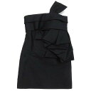 【中古】未使用品 ディースクエアード DSQUARED2 ウール シルク ベアトップ ドレス ミニ ワンピース 立体 フリル ブラック 黒 38 レディース 【...