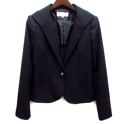 【中古】エスプリミュール ESPRITMUR スーツ 上下セットアップ ラメ オープンカラー ジャケット スカート 黒 ブラック 7 春夏 レディース 【ベクトル 古着】 240122