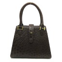 【中古】オーストリッチ ハンドバッグ レザー ブラウン 茶 レディース 【ベクトル 古着】 240410