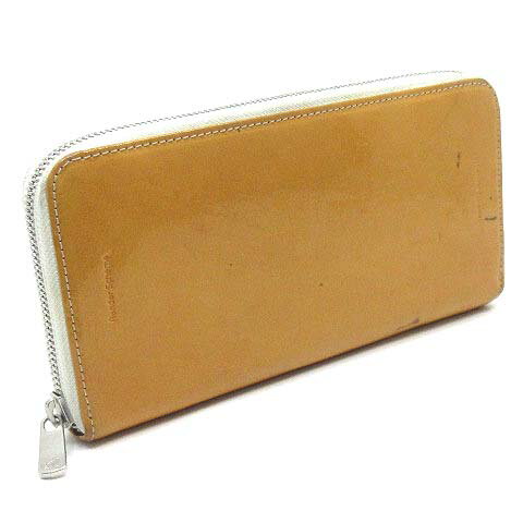 【中古】エンダースキーマ Hender Scheme パテントレザー ラウンドファスナー 長財布 long zip purse patent ナチュラル 【ベクトル 古着】 240421
