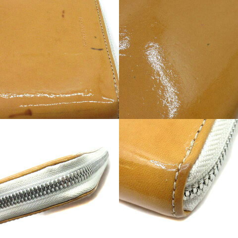 【中古】エンダースキーマ Hender Scheme パテントレザー ラウンドファスナー 長財布 long zip purse patent ナチュラル 【ベクトル 古着】 240421