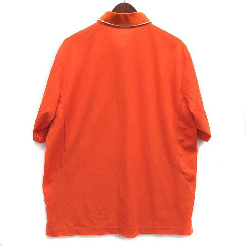 【中古】ヒールクリーク Heal Creek ゴルフ ポロシャツ 半袖 ワッペン オレンジ 52 大きいサイズ メンズ 【ベクトル 古着】 240418